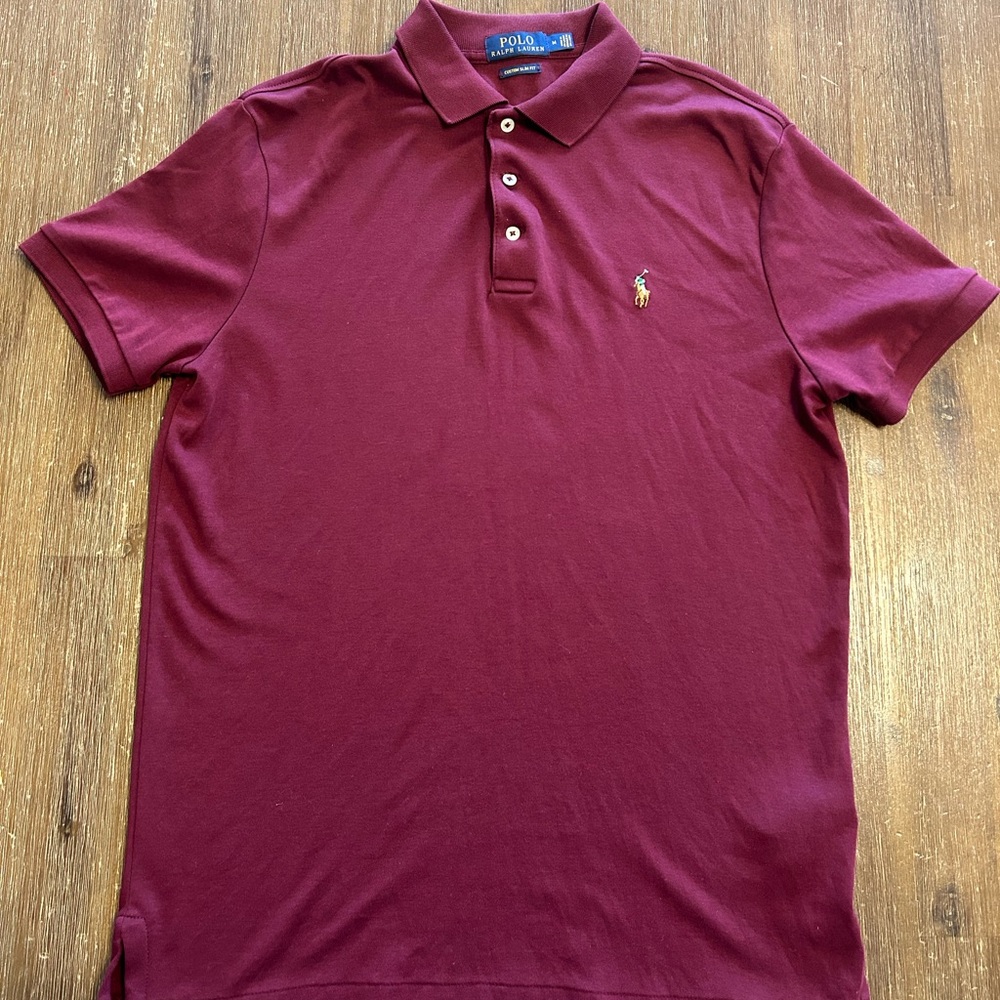 RALPH LAUREN - polo shirt maroon  (medium) - custom slim fit
